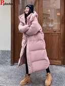 Soe talvine roosa kapuutsiga pikk Parka Chaqueta paks tuulekindel Parca mantel vabaaja lumerõivad puuvillane polsterdatud naiste jaqueta uus