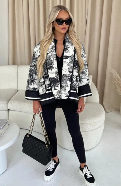 Prinditud revääriga lühike puuvillane jope naiste pikkade varrukatega sooja taskuga kardigan mantel 2023. aasta sügistalv, uued naiste tänavariided