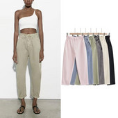 TRAF ZR Baggy farmer női rugalmas magas derekú Y2k Streetwear Vintage Solid Losse nyári teherfarmer női széles nadrág