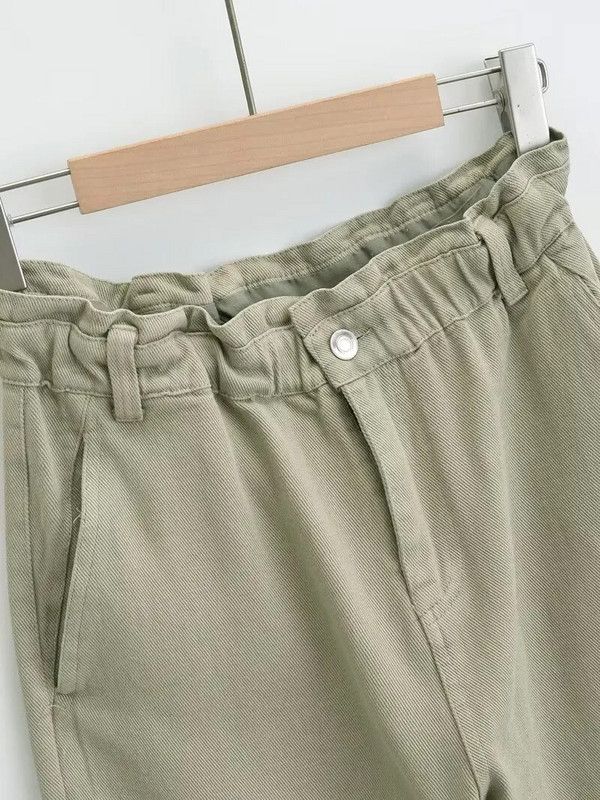 TRAF ZR Baggy farmer női rugalmas magas derekú Y2k Streetwear Vintage Solid Losse nyári teherfarmer női széles nadrág