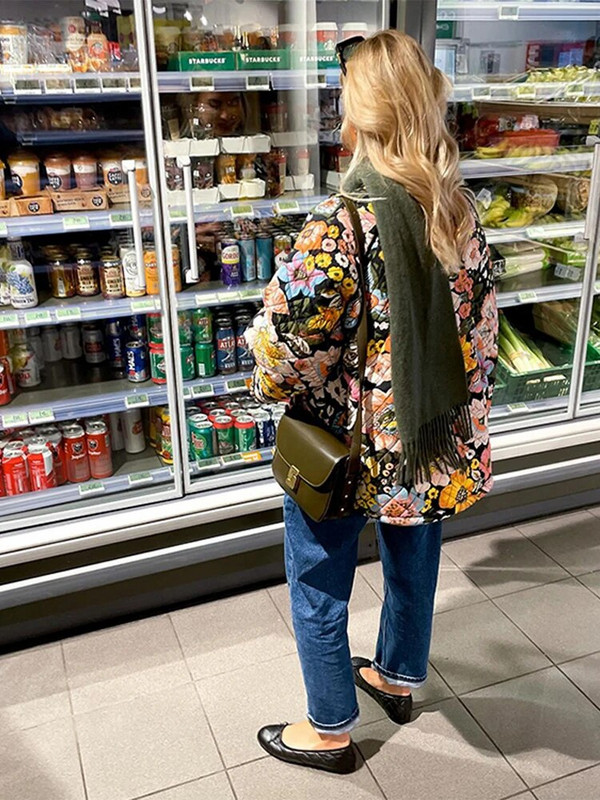 Lahtise lillega trükitud splaissiga mantel naistele pikkade varrukatega paks soe puuvillane jope 2023 elegantne sügistalvine vabaaja tänavarõivad