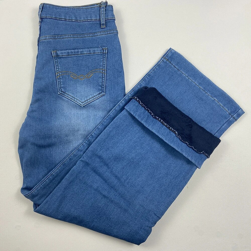 Mood Paksud soojad laia säärega teksad Naiste kõrge vöökohaga talvevaqueros pluss samet kottis püksid kontori daam pluus teksapüksid