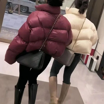 Дебели дамски паркове Зимни топли свободни пухкави палта Корейски якета с памучна подплата и яка, черни модни дамски дрехи