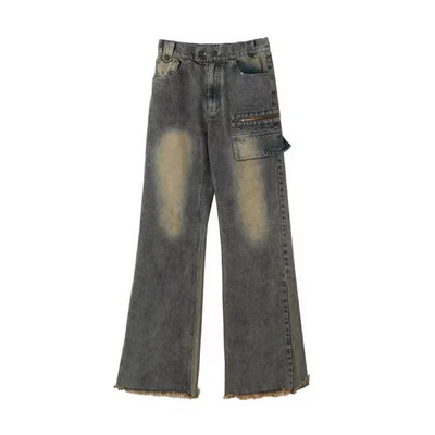 Κορεάτικο ψηλόμεσο λεπτό τζιν γραφείο Lady casual vintage τζιν παντελόνι Γυναικείο καθαρό χρώμα Φαρδύ παντελόνι Y2k Μόδα Καλοκαίρι 2023