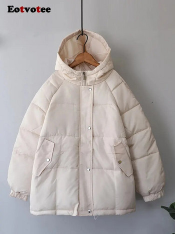 Eotvotee Зимно дамско яке 2022 Ново есенно голямо палто с мехурчета Puffer Thicken Топли корейски модни паркове Елегантно връхно облекло