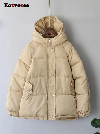Eotvotee Зимно дамско яке 2022 Ново есенно голямо палто с мехурчета Puffer Thicken Топли корейски модни паркове Елегантно връхно облекло