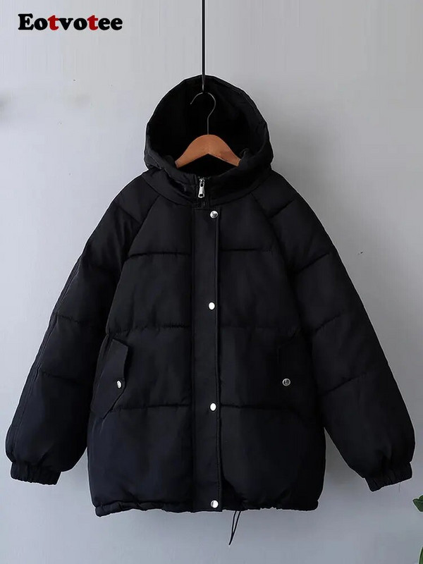 Eotvotee Χειμερινό γυναικείο μπουφάν 2022 Νέο φθινοπωρινό υπερμεγέθη παλτό με φούσκα Puffer Thicken Ζεστό πάρκα μόδας Κορέας Κομψά εξωτερικά ενδύματα