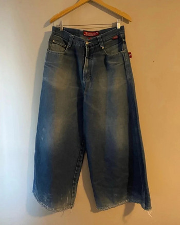 Y2k Jeans Harajuku Hip Hop Letter Γραφικό Κέντημα Ρετρό Μπλε Oversized φαρδύ τζιν Παντελόνι μήκους γάμπας Νέο γοτθικό φαρδύ παντελόνι