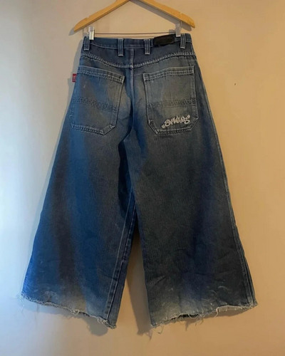 Y2k Jeans Harajuku Hip Hop Letter Grafinis Siuvinėjimas Retro mėlynas Oversized Baggy Jeans Kelnės iki blauzdos Naujos gotikinės plačios kelnės