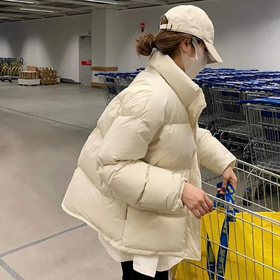 Thinken Parka mantel naiste tänava pikkade varrukatega kilpkonnakaelus, soe Femlae puuvillane polsterdatud jope 2023. aasta talvemood, PU naiste mantel