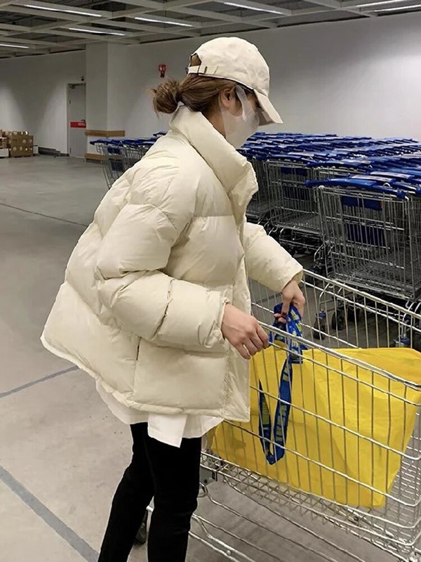 Thinken Parka mētelis sievietēm Street ar garām piedurknēm bruņurupučus, silts sieviešu kārtas kokvilnas polsterēta jaka 2023. gada ziemas modes PU sieviešu mētelis