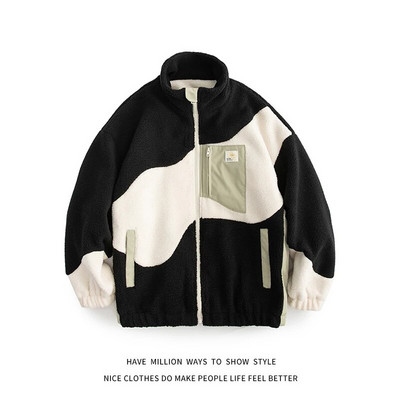 Uus saabumine Talvine lambavillast paks soe naiste treenerijope, Unisex meeste tänavarõivad, Bomber-mantli särk vabaaja šikk