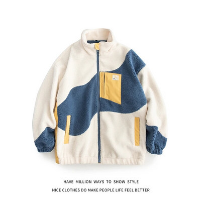 Uus saabumine Talvine lambavillast paks soe naiste treenerijope, Unisex meeste tänavarõivad, Bomber-mantli särk vabaaja šikk