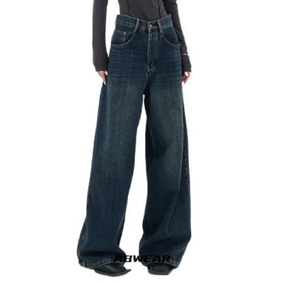 Retro tumedad laia säärega Baggy teksad Y2k sügis Uued lahtised vintage teksapüksid naistele Sirged suured püksid Sügis Y2K tänavarõivad