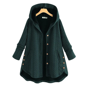 Дамски памучни палта Дамски пачуърк якета с копчета Дамско плетено плюшено палто Връхни дрехи с качулка Femme