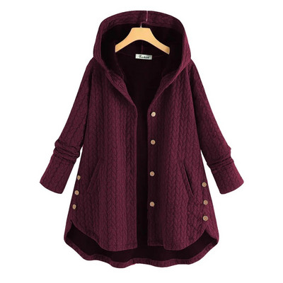 Ženski pamučni kaputi Ženske patchwork jakne na gumbe Ženski pleteni plišani kaput Gornja odjeća s kapuljačom Femme