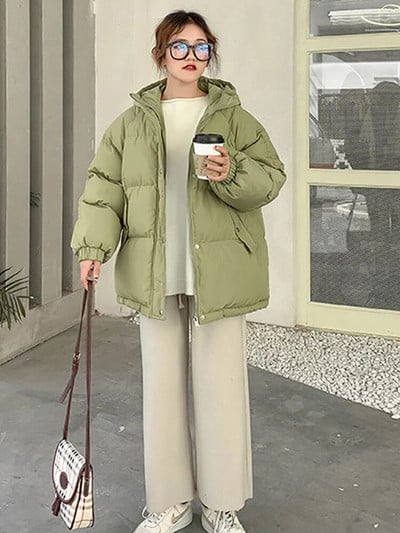 Nova 2020. Ženska kratka jakna Zimska debela pamučna podstavljena jakna s kapuljačom Ženske korejske široke jakne na pufere Ženska prevelika vanjska odjeća