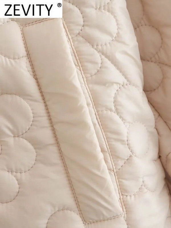 ZEVITY 2022 naiste moekas krae lillemustriga puuvillane polsterdatud jope, naiste taskud, ülerõivad šikkad nööpidega topsid CT2761