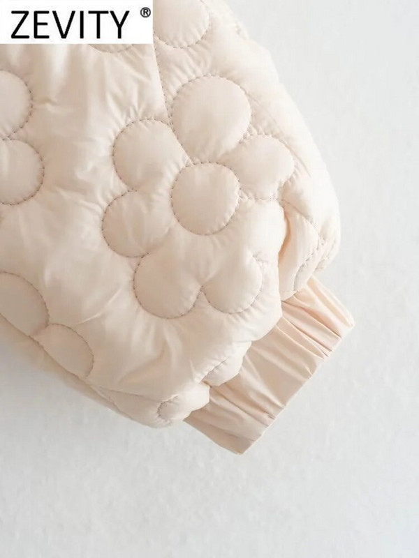 ZEVITY 2022 naiste moekas krae lillemustriga puuvillane polsterdatud jope, naiste taskud, ülerõivad šikkad nööpidega topsid CT2761