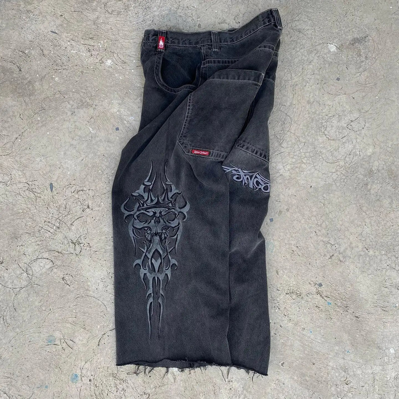 Y2K teksad Hip Hop Retro pealuu tikandid Baggy teksad mustad püksid mehed naised uued harajuku gooti kõrge vöökohaga püksid tänavarõivad