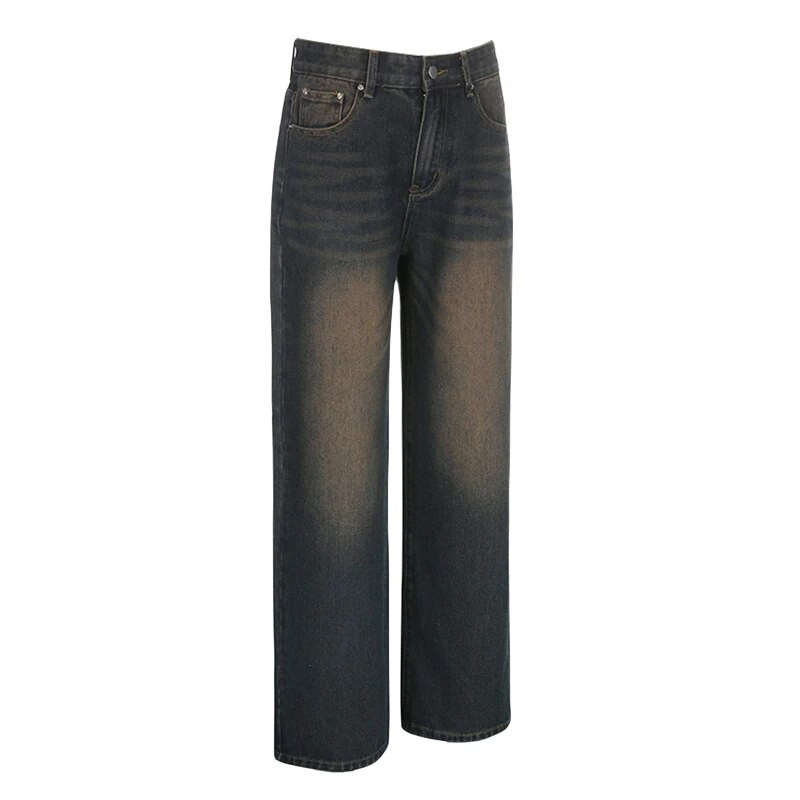 Combhasaki Y2K Kawaii 90-ih Goth ženske široke traperice ravnih nogavica Vintage srednjeg struka isprane traper hlače opuštenog kroja