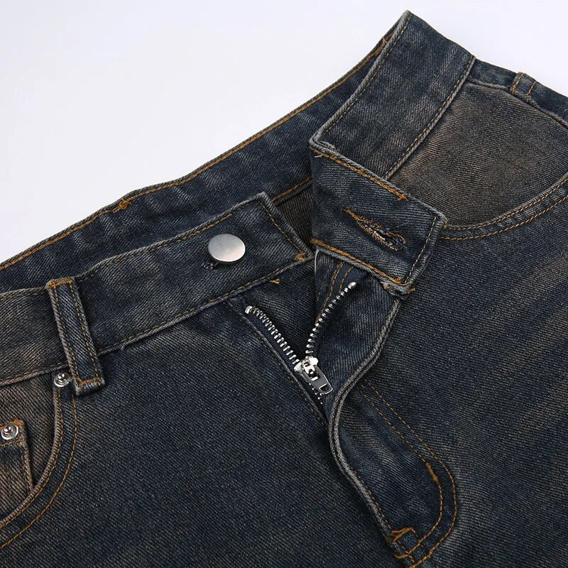 Combhasaki Y2K Kawaii 90-ih Goth ženske široke traperice ravnih nogavica Vintage srednjeg struka isprane traper hlače opuštenog kroja