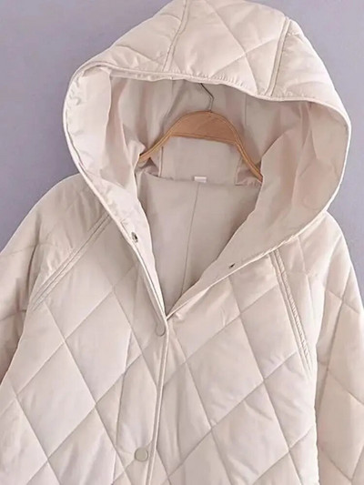 XEASY 2021 talvine vintage soe beež kapuutsiga kaelusega puuvillased riided Naiste vabaaja mantel Tänavarõivad pikkade varrukatega parkad šikk top