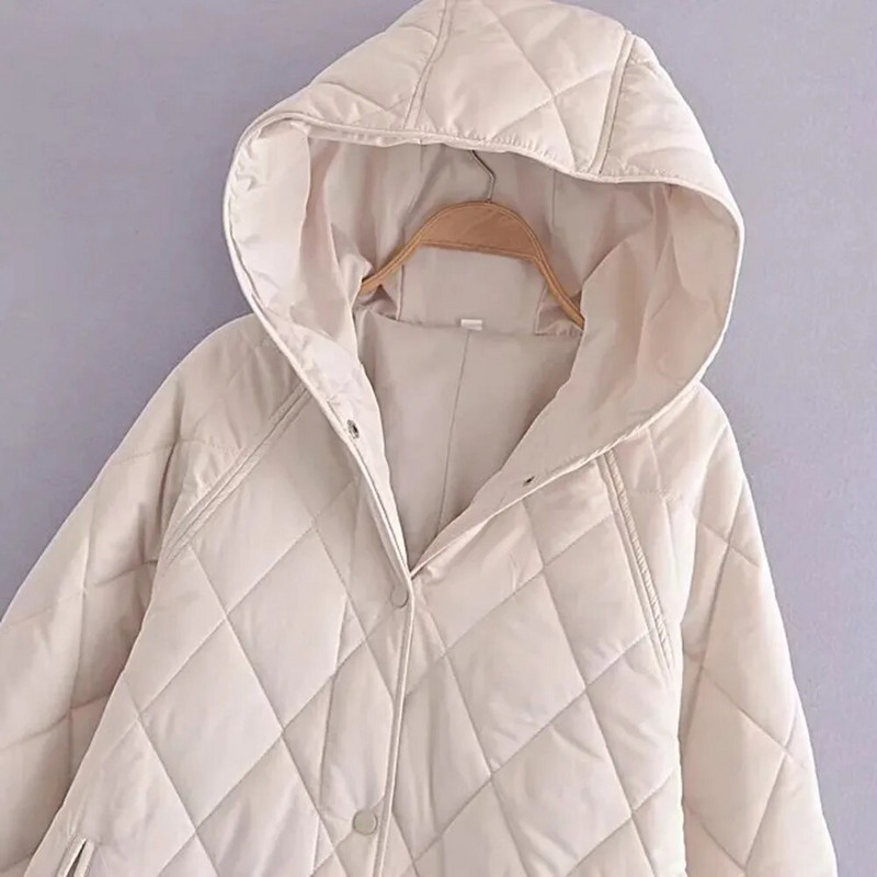 XEASY 2021 talvine vintage soe beež kapuutsiga kaelusega puuvillased riided Naiste vabaaja mantel Tänavarõivad pikkade varrukatega parkad šikk top