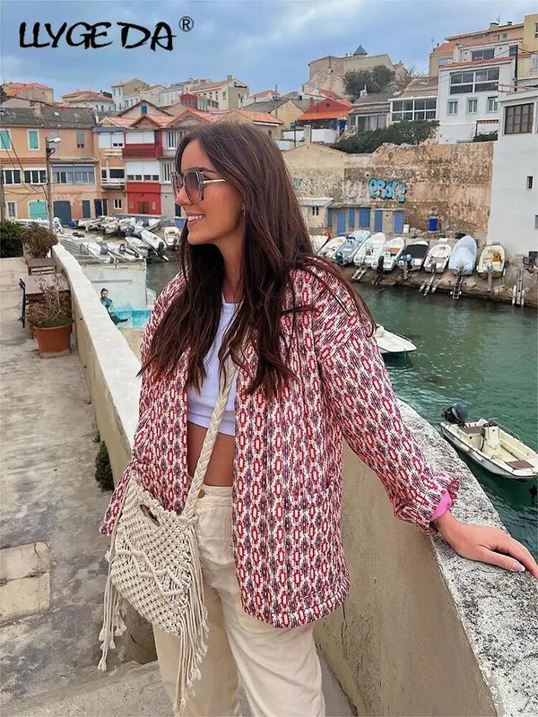 Elegantne trükitud soe naiste mantel pikkade varrukatega 2023. aasta sügistalvejoped Naistele, eest avatud tasku puuvillane tänavarõivaste jakk, daam