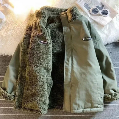 Naiste avar mantel Naiste kahepoolne kandmine armastav süda lambavill talveriided polsterdatud jakk Moodne püstkrae ümberpööratav