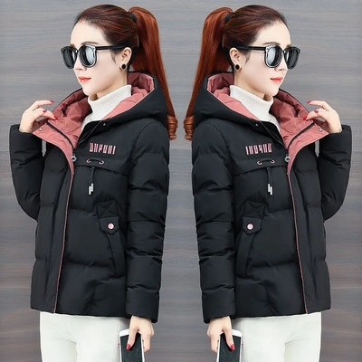 2023. aasta talvine kapuutsiga jope Naiste parkad Korea moe lahtised paksud, soojad allapoole puuvillased lühikesed mantlid 2023. Täielikult sobivad tänavarõivad.