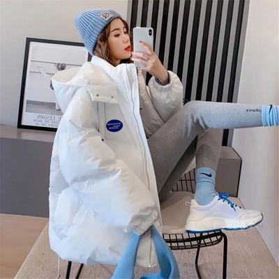 Suuremõõtmelised moeparkad, lilla kapuutsiga jope naiste 2023. aasta talv, avar puuvillane polsterdatud üliõpilasmantel, paks, soe naiste pealisriided