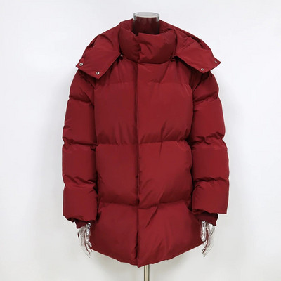 FADDISH Visokokvalitetna zimska ženska modna 2024. široka debela jakna s kapuljačom i patentnim zatvaračem Ženska jednobojna ležerna gornja odjeća s toplim džepovima