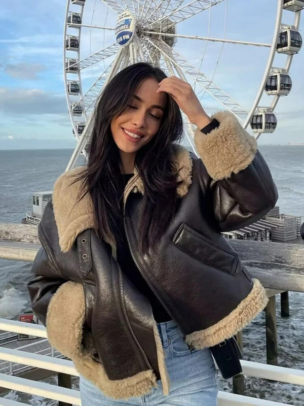 Cashmere Locomotive jakid Naiste lahtised pikkade varrukatega tõmblukud paksud mantlid sügistalv vintage soe naiste lühike jope mantel