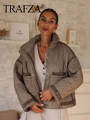 TRAFZA Ženske modne zimske kapute 5 boja Jakne sa samostojećim ovratnikom Ženske s velikim džepovima Visoka ulična gornja odjeća Mujer kaputi