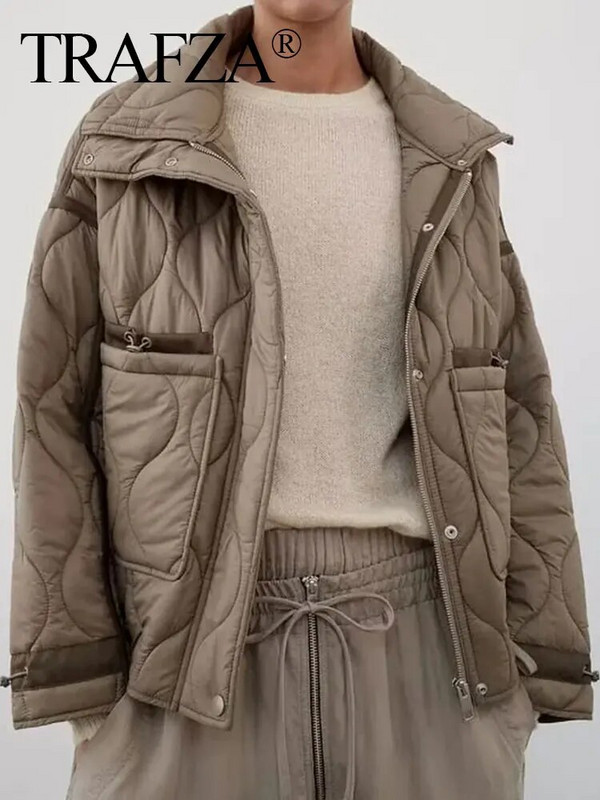 TRAFZA Ženske modne zimske kapute 5 boja Jakne sa samostojećim ovratnikom Ženske s velikim džepovima Visoka ulična gornja odjeća Mujer kaputi