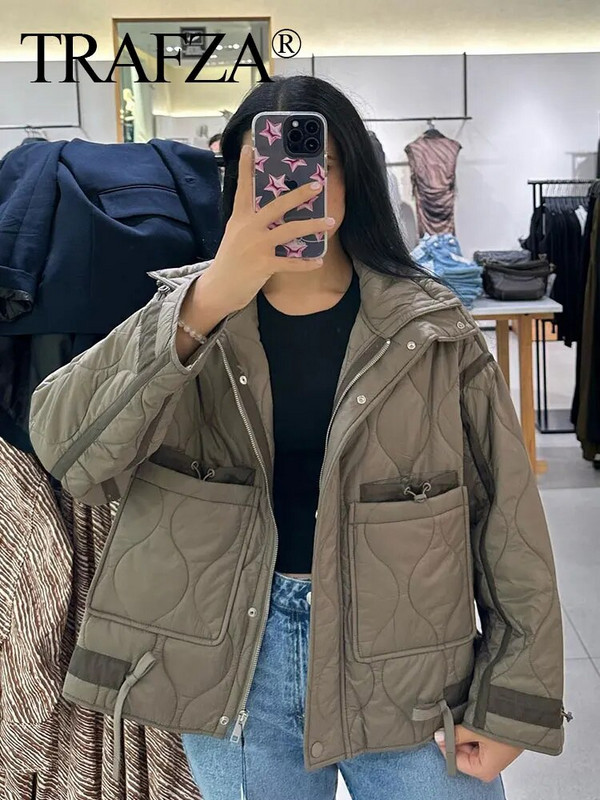 TRAFZA Ženske modne zimske kapute 5 boja Jakne sa samostojećim ovratnikom Ženske s velikim džepovima Visoka ulična gornja odjeća Mujer kaputi