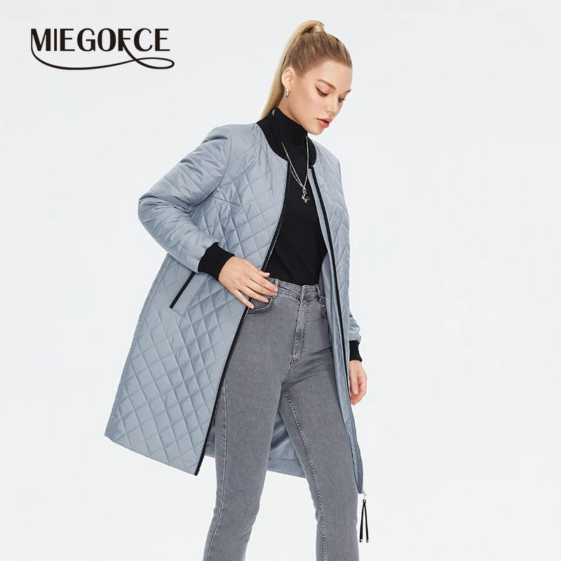MIEGOFCE 2023 kevad-sügis uus kvaliteetne keskmise pikkusega naiste mantel pikkade varrukatega naiste Parka sport vabaaja tepitud jope C23631