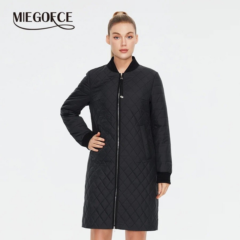 MIEGOFCE 2023 kevad-sügis uus kvaliteetne keskmise pikkusega naiste mantel pikkade varrukatega naiste Parka sport vabaaja tepitud jope C23631