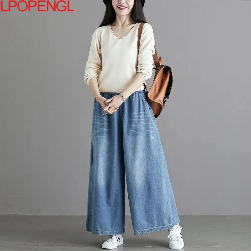 Lahtised teksad, naised 2023. aasta 2. a., uued vabaaja tänavarõivad, teksapüksid, laia säärega tänavastiilis vintage kõrge vöökohaga taskud, naiste teksa