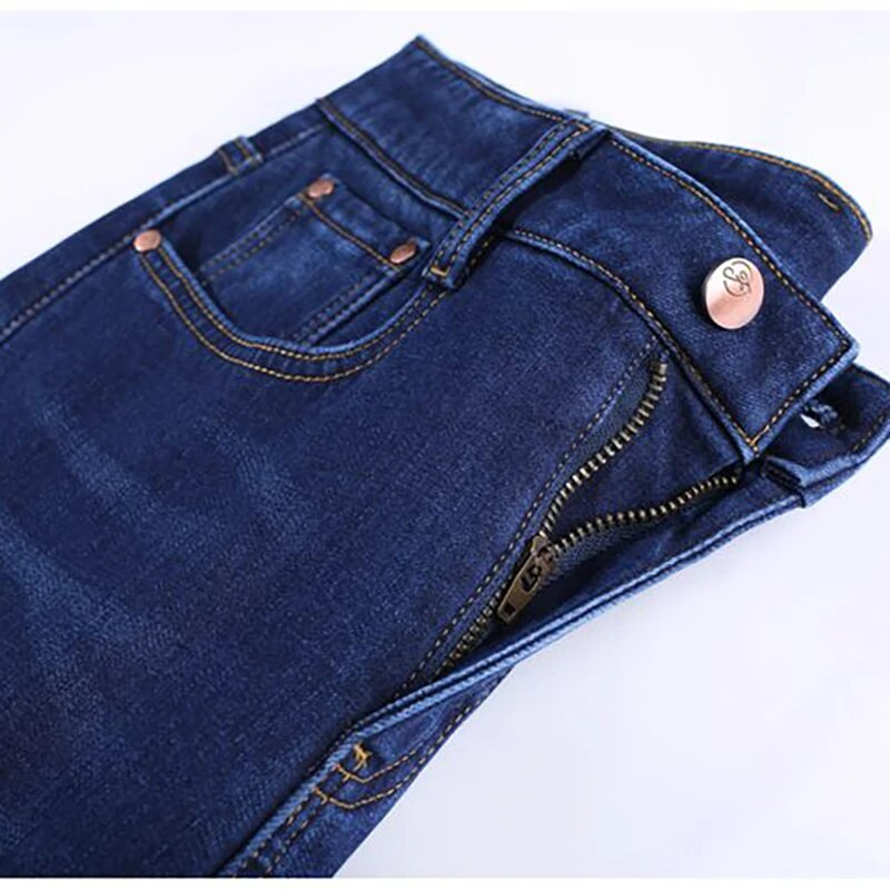 Uus Winter Office Lady Plus Velvet Baggy Püksid Naiste Mood Paksud Soojad Laia Sääre Teksad Vaqueros Kõrge Vöökohaga Palus Denim Püksid