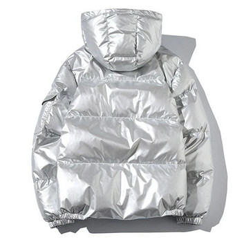 Γυναικείο παλτό χειμωνιάτικο κουκούλα πάρκα 2022 μόδας γυαλιστερό αδιάβροχο χαλαρό, ζεστό βαμβακερό τζάκετ έξω από M-5XL