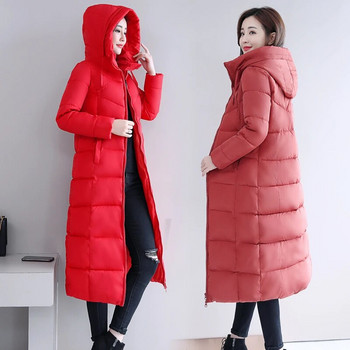 Μεγάλο μέγεθος M-6XL Γυναικείο μπουφάν Winter Down Parkas Παλτό Μήκος Ζεστό καπιτονέ βαμβακερό μπουφάν για γυναίκες Εξωτερικά ρούχα με κουκούλα