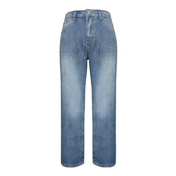 Fashion Loose Jeans Γυναικείο ρετρό τζιν παντελόνι με φαρδύ πόδι Νέο παντελόνι δρόμου casual Washed παντελόνι μαμά