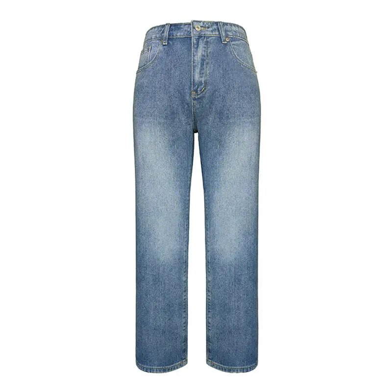 Mood lahtised teksad Naiste retro laia säärega teksapüksid Uued tänavapüksid vabaaja pestud ema püksid