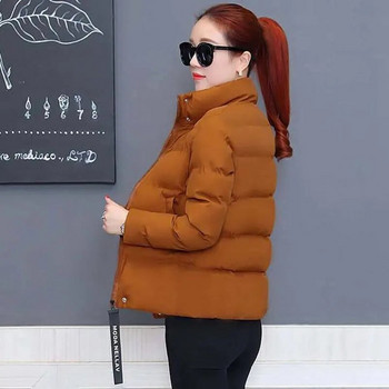 Νέο χειμερινό βαμβακερό παλτό 2023 Γυναικείο πουπουλένιο βαμβακερό παλτό Κοντό όρθιο γιακά με φερμουάρ Χοντρό Ζεστό παλτό Parkas