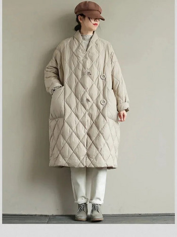 Извънгабаритно пухено памучно палто с миди дължина, едноцветно, универсално, меко, олекотено яке с подплата, ново корейско топло връхно облекло