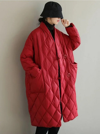 Υπερμεγέθη πουπουλένιο βαμβακερό παλτό μεσαίου μήκους μονόχρωμο παντός χρώματος Απαλό ελαφρύ μπουφάν με γιακά με επένδυση Νέα κορεατικά ζεστά ρούχα