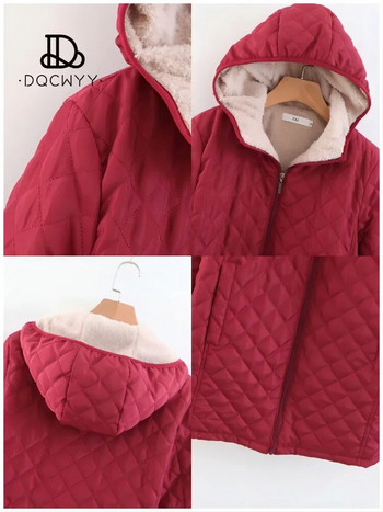 Γυναικείο μπουφάν Χειμερινό μπουφάν με κουκούλα και ζεστή αρνίσια επένδυση πουπουλένια πάρκα μεσαίου μήκους Casual μπουφάν Χειμερινό παλτό με βαμβακερή επένδυση