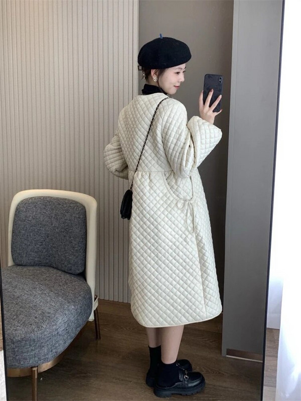 2023. aasta sügistalvised naiste jakid naistele, ülikuum, pikk mantel, must lahtine, soe park, ruuduline top vabaaja tepitud mantlid naistele